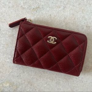 NEW! Chanel Caviar Zipped Key Pouch